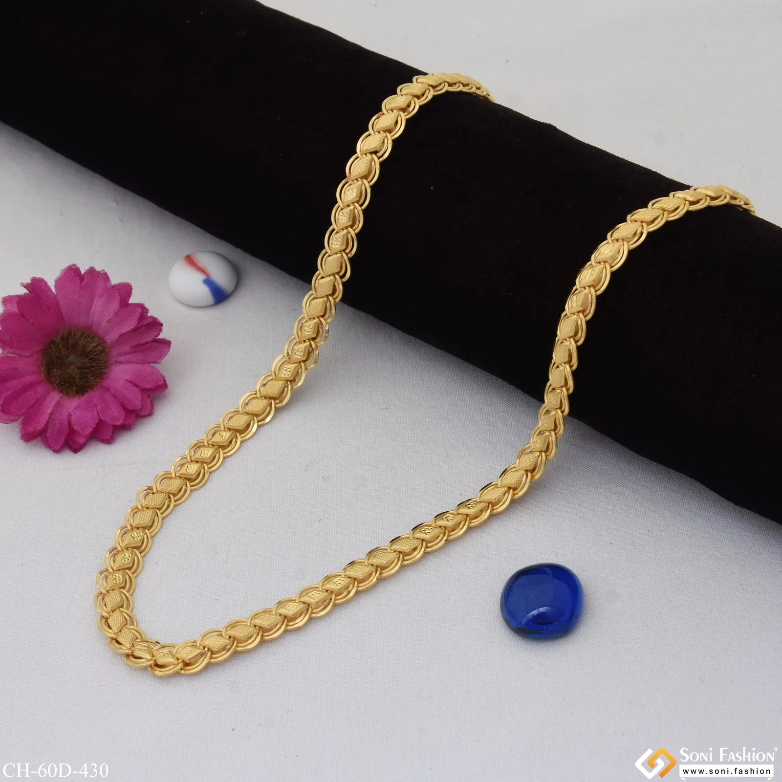 1 Gram Gold Plated Sophisticated Design Kohli Chain for Men - Style D430
