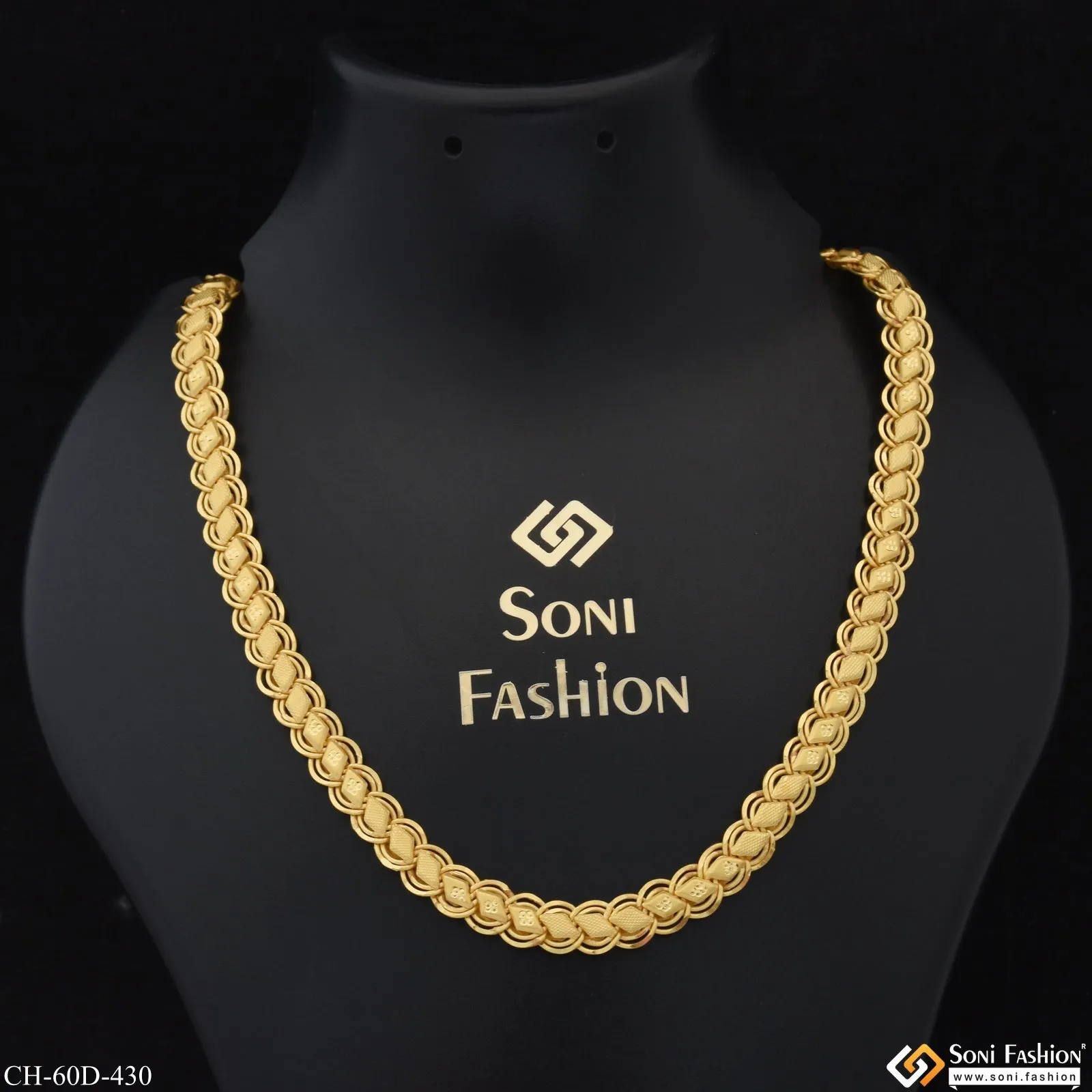 1 Gram Gold Plated Sophisticated Design Kohli Chain for Men - Style D430
