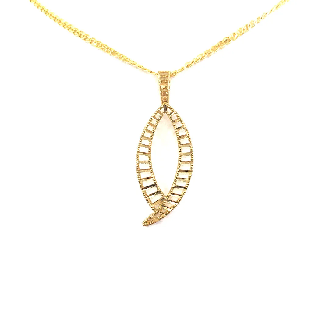 14K Gold Marquis-Shaped Pendant