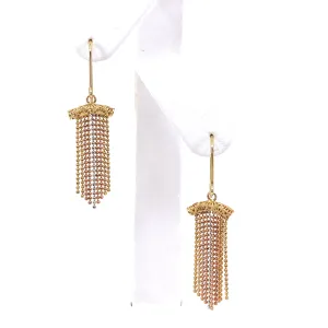 14K Tricolor Gold Beaded Earrings