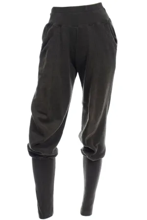 1980s Issey Miyake Vintage Moss Green Brownish Knit Jodhpur Style Pants