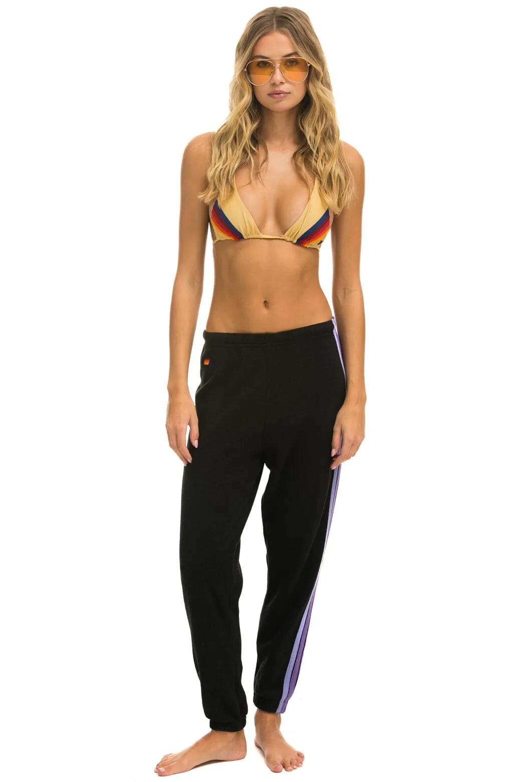 5 STRIPE SWEATPANTS - BLACK // PURPLE