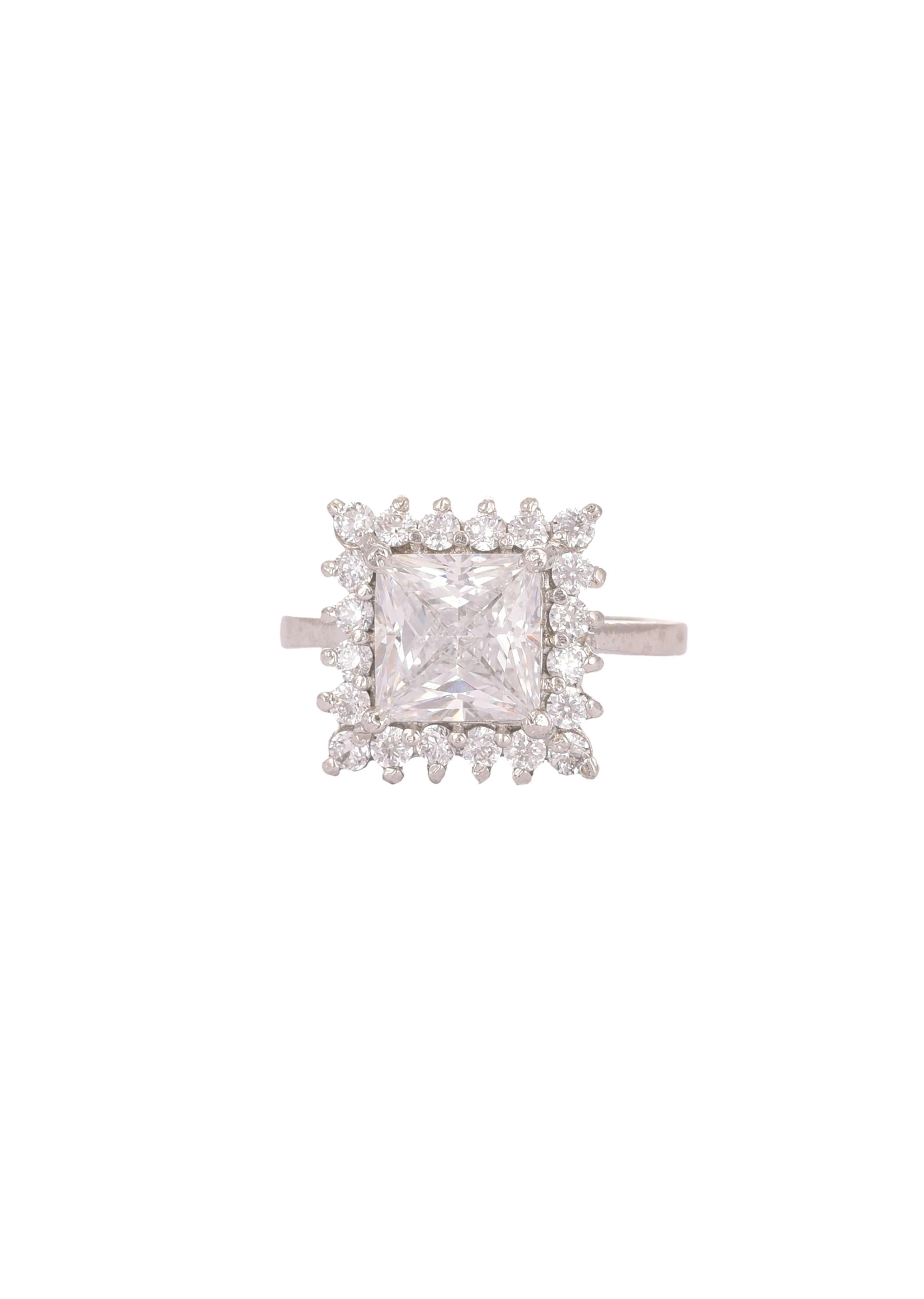 92.5 Sterling Silver In a Geometric Design with Faux Diamonds
