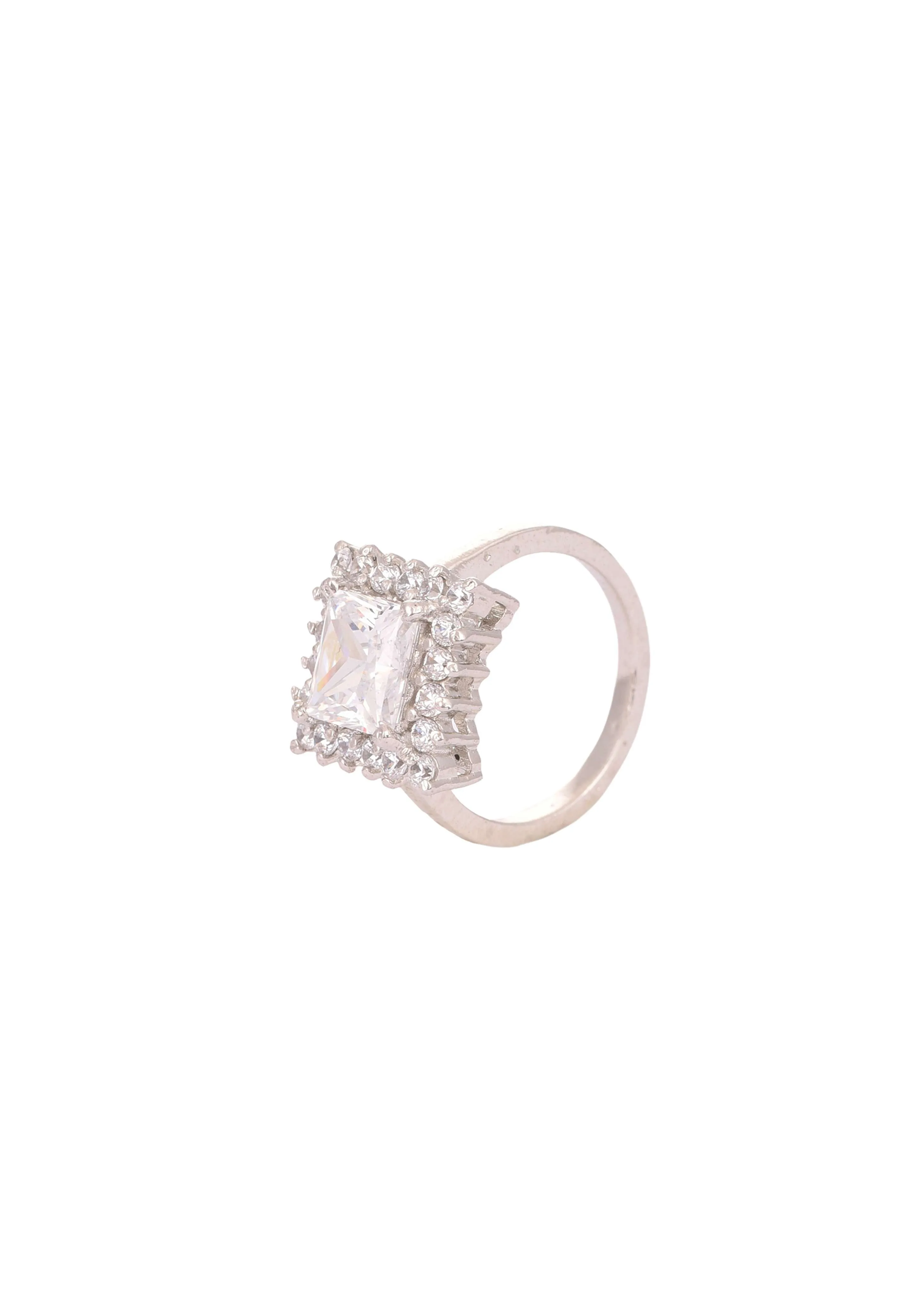 92.5 Sterling Silver In a Geometric Design with Faux Diamonds