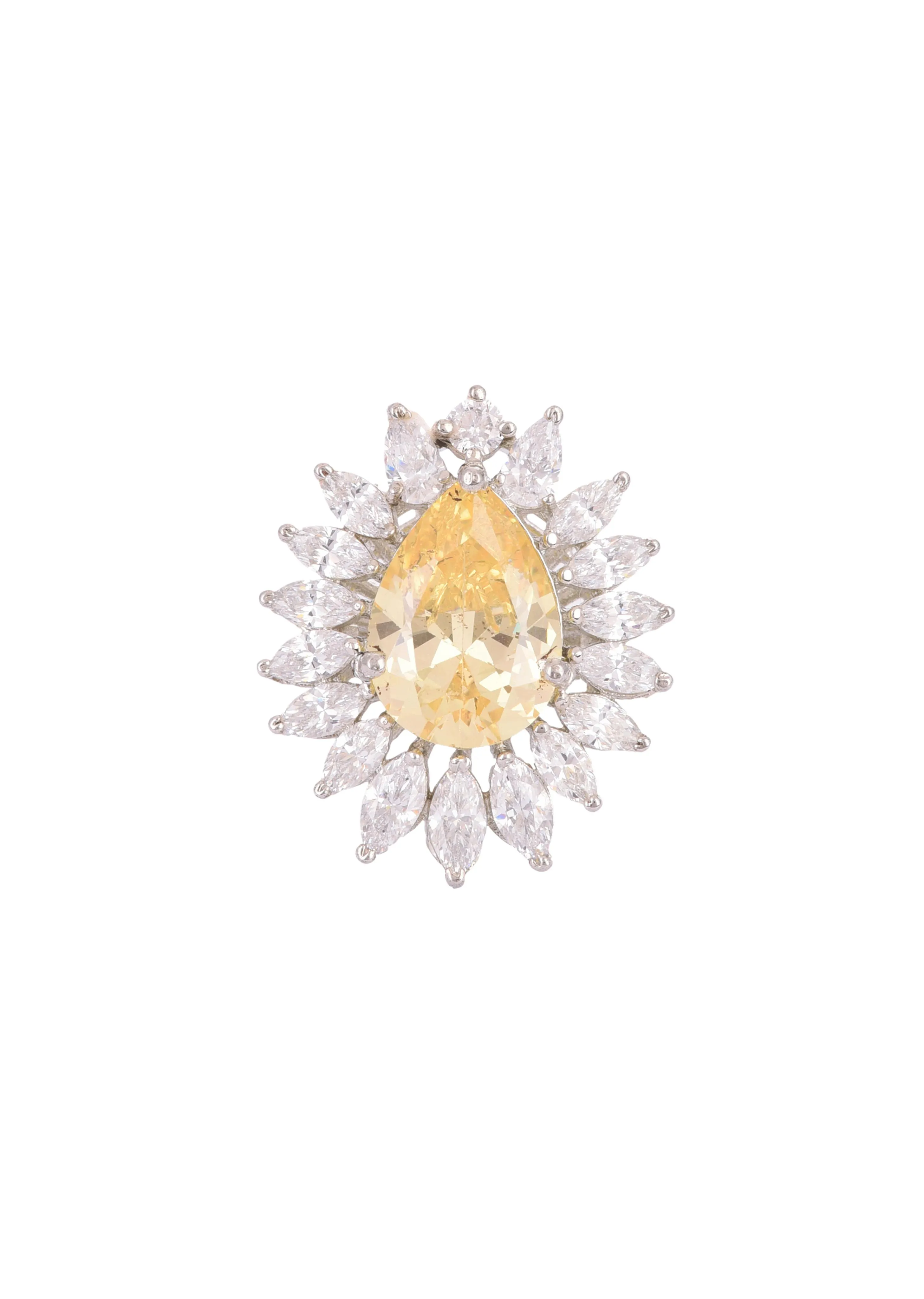 92.5 Sterling Silver Ring with Yellow Pear Shaped Stone