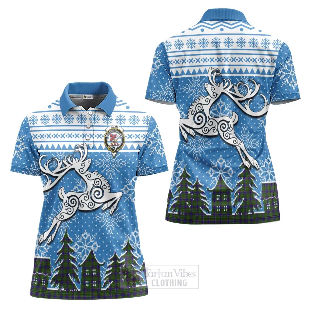 Adam Clan Christmas Women's Polo Shirt Celtic Reindeer Style