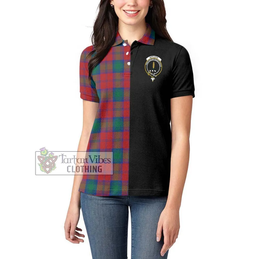 Affleck Tartan Women's Polo Shirt with Family Crest and Half Of Me Style