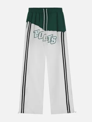 AlanBalen® - Contrast Panel Lettered Flocked Sweatpants
