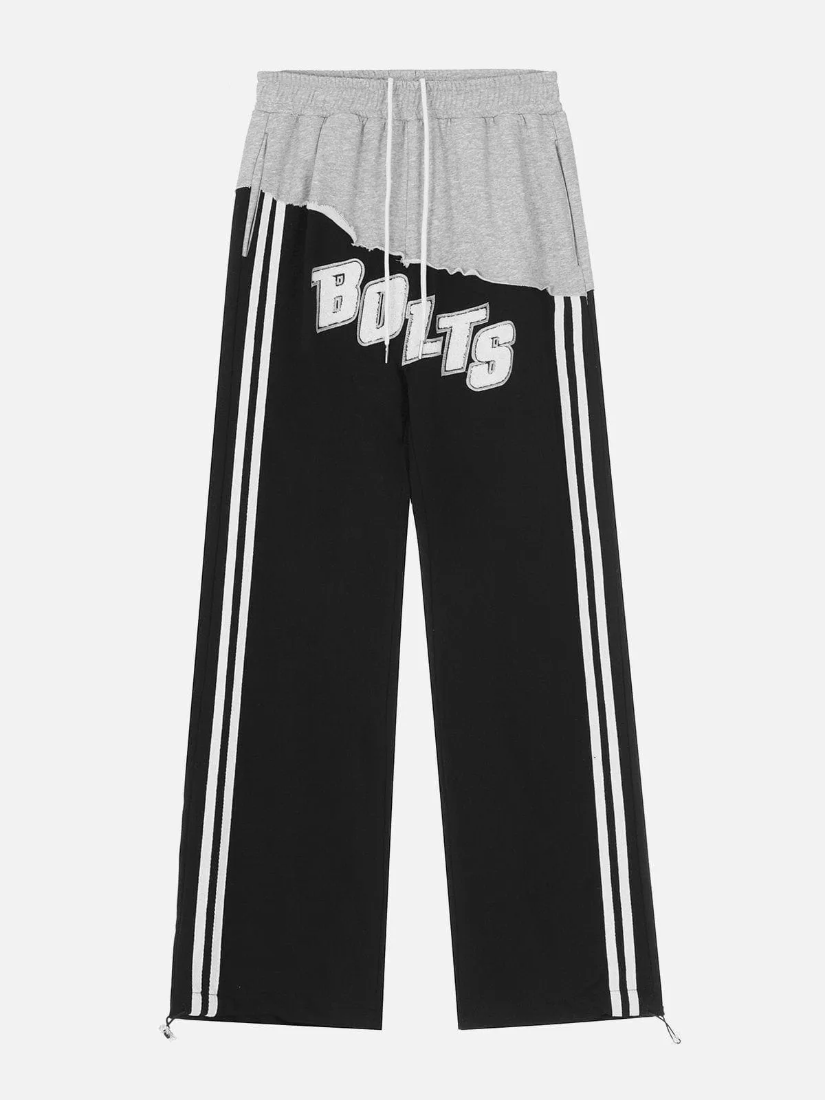 AlanBalen® - Contrast Panel Lettered Flocked Sweatpants