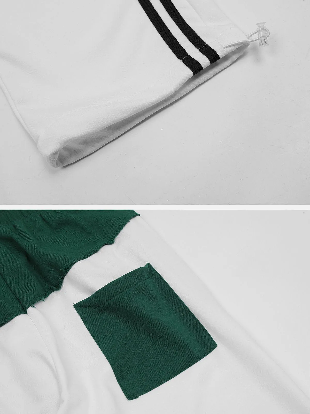 AlanBalen® - Contrast Panel Lettered Flocked Sweatpants