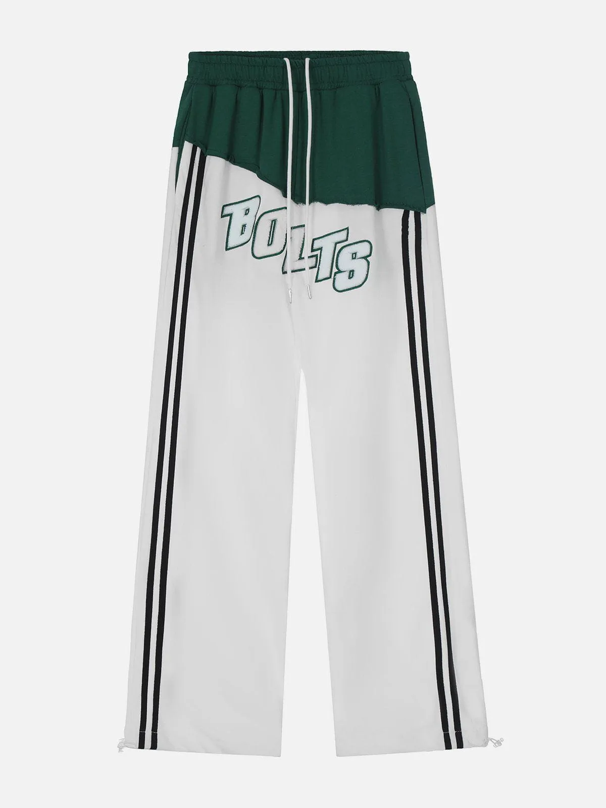AlanBalen® - Contrast Panel Lettered Flocked Sweatpants