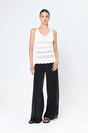 Arggido White crochet boho v neck knitted vest top