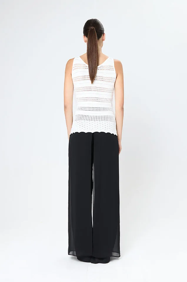 Arggido White crochet boho v neck knitted vest top