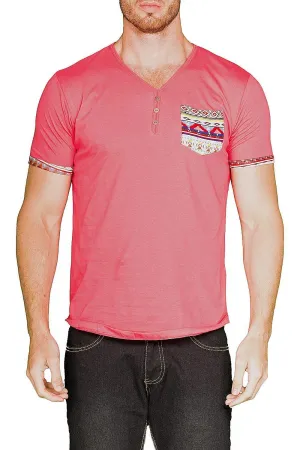 Aztec Pocket T-Shirt Coral