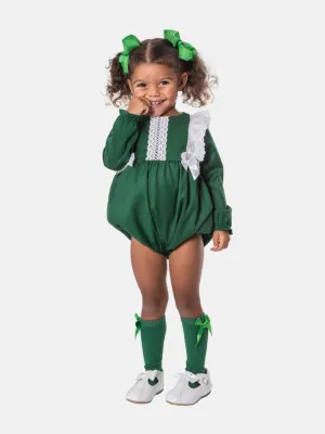 Baby Girl Nevaeh Collection Spanish Romper Set-Green