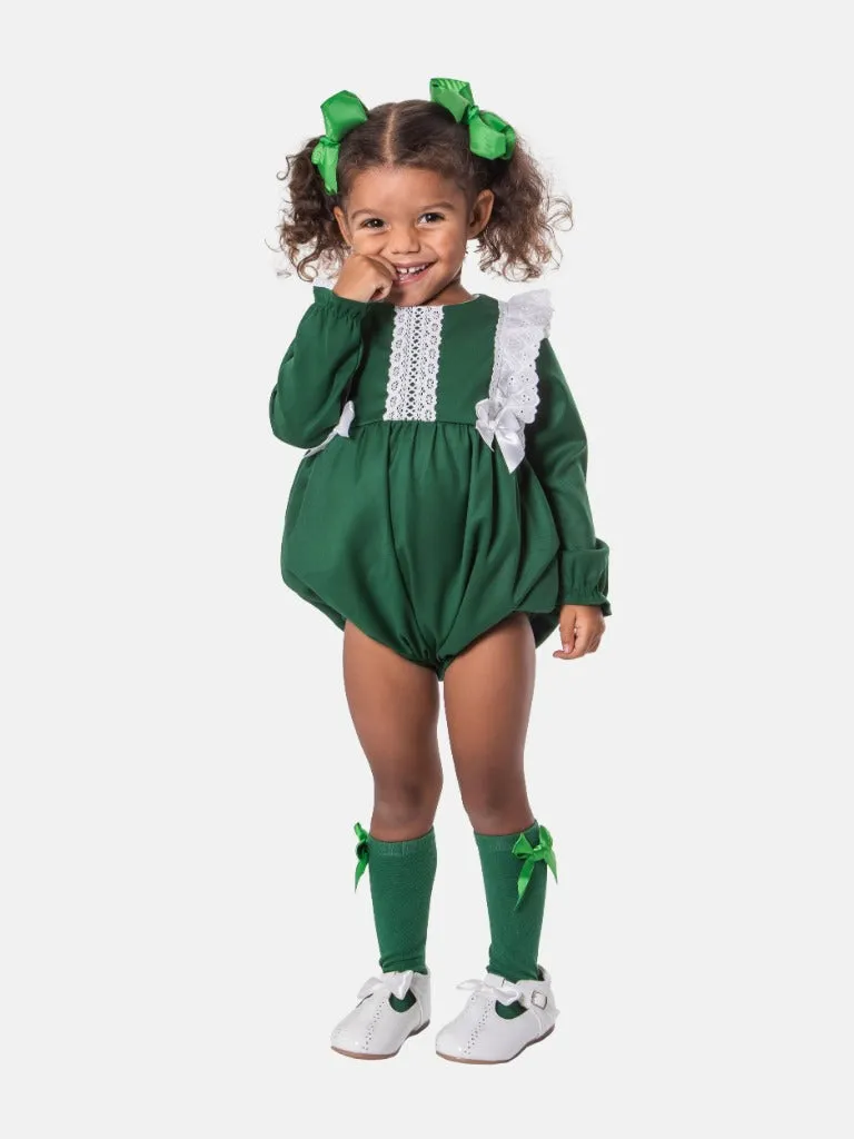 Baby Girl Nevaeh Collection Spanish Romper Set-Green
