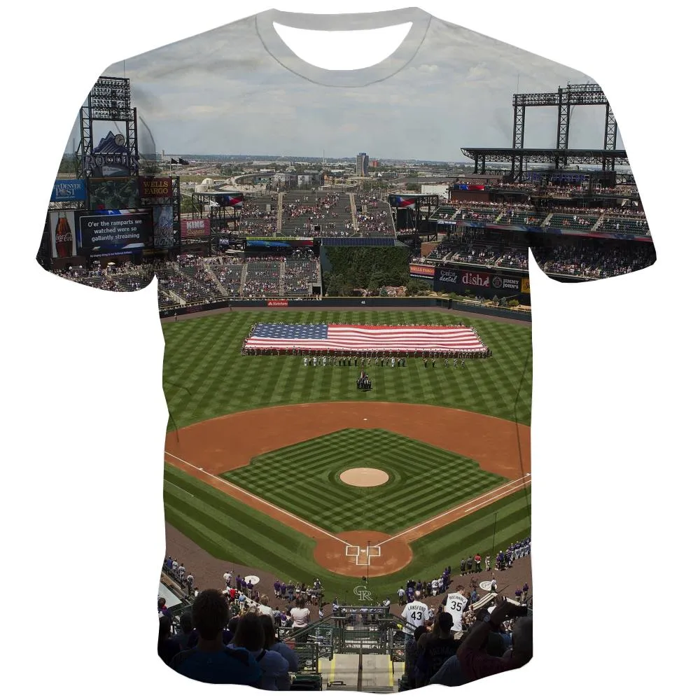 Baseball T shirts Men Stadium Shirt Print Game T shirts Funny White Tshirt Anime