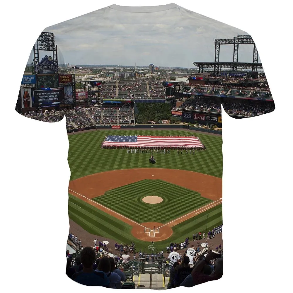 Baseball T shirts Men Stadium Shirt Print Game T shirts Funny White Tshirt Anime
