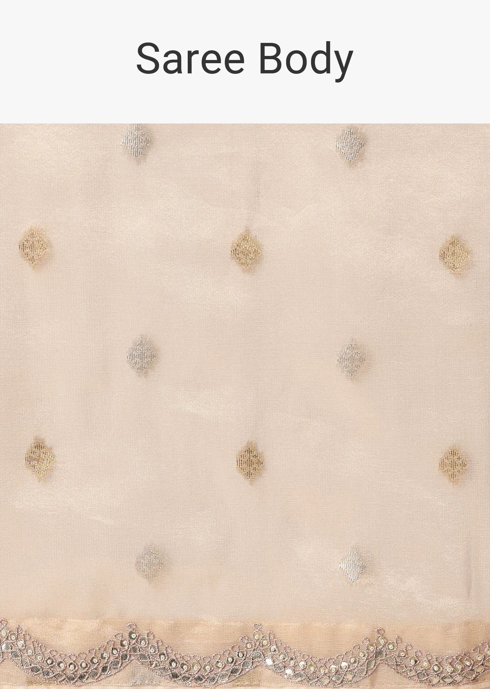 Beige Kora Silk Saree With Gota Patti Embroidery