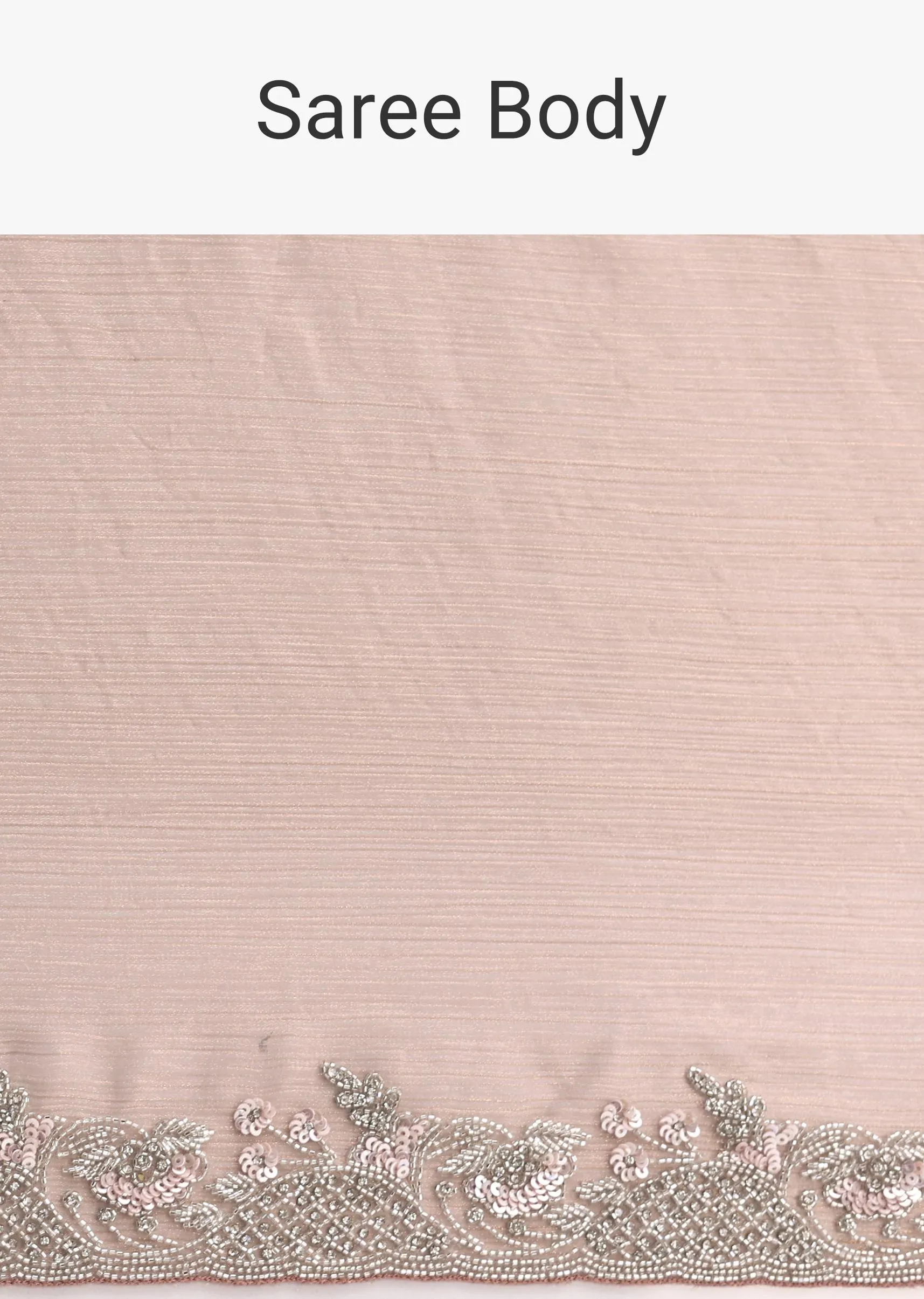 Beige Saree With Embroidered Border And Unstitched Blouse
