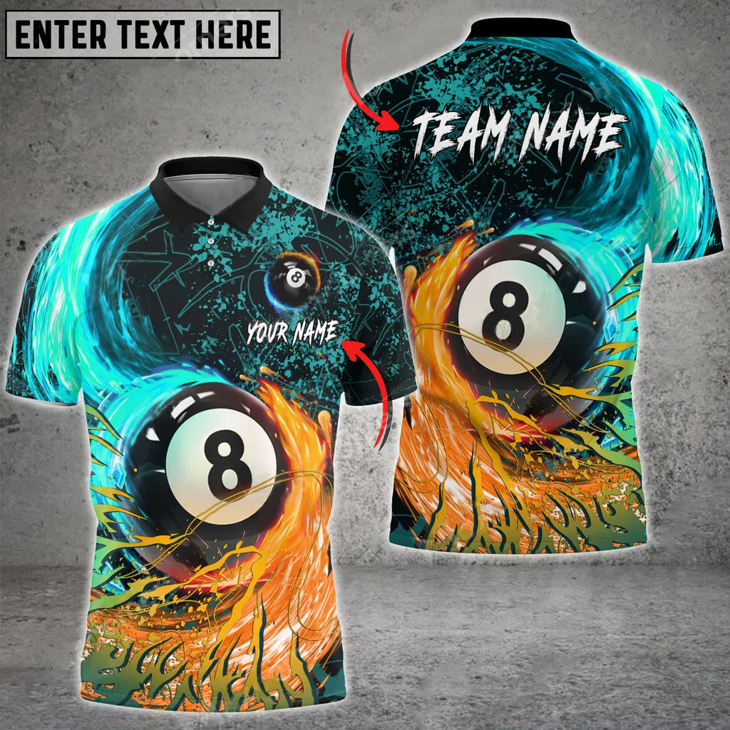 Billiards 8 Ball Personalized Name Team Name 3D Polo Shirt, Idea Gift for Billiards Lovers