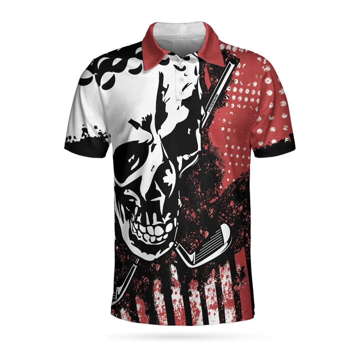 Blade Mens Golf Red Short Sleeve Golf Polo Shirt, Skull Polo Shirt, Best Golf Shirt For Men Coolspod