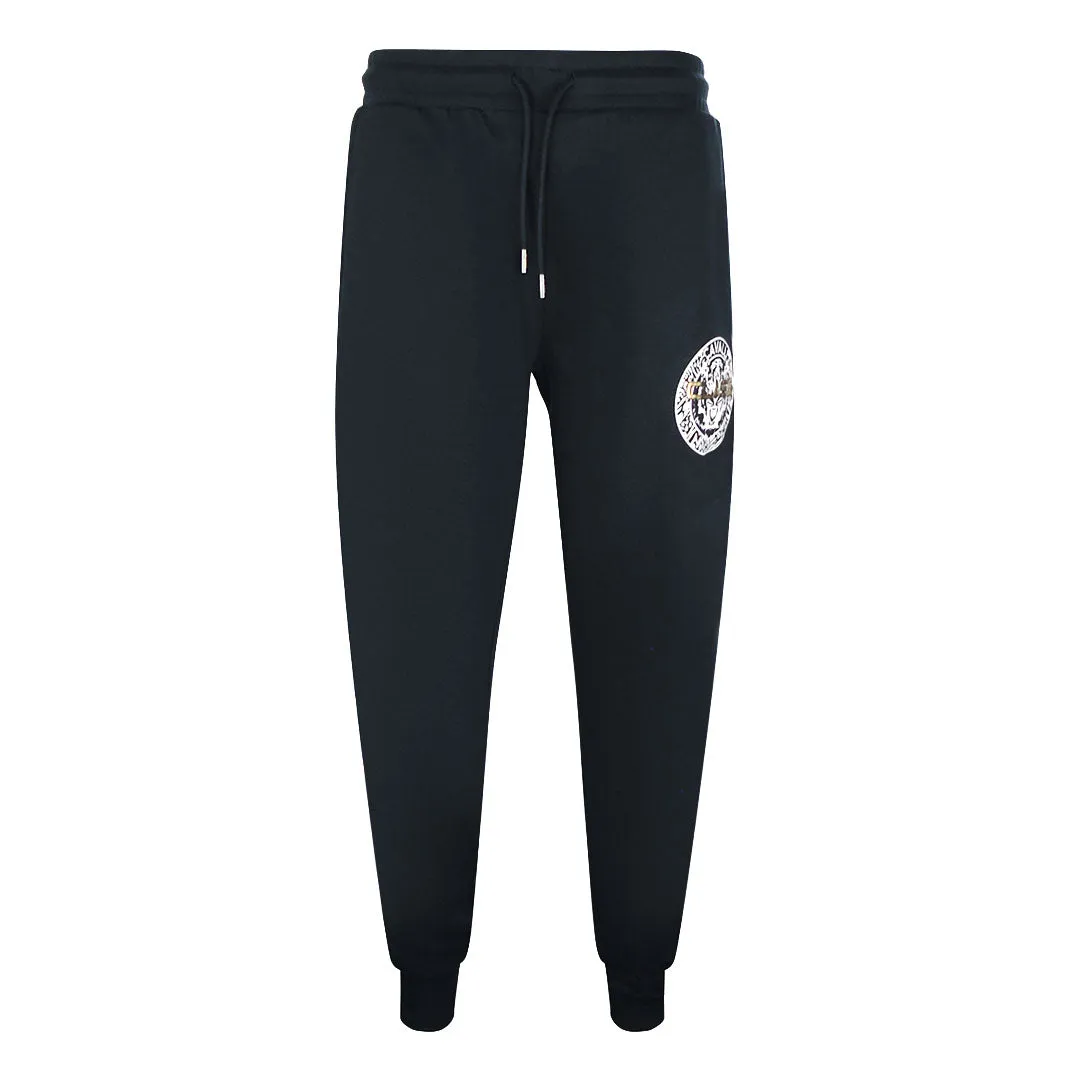 Cavalli Class Circle Tiger Logo Black Sweatpants
