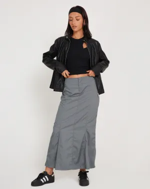 Chaeun Low Rise Midi Cargo Skirt in Grey