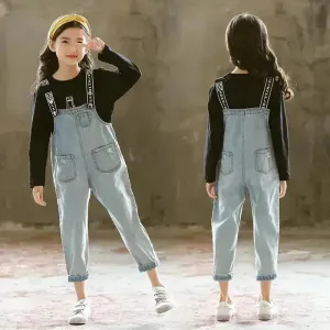 Children Jeans  Denim Strap Romper Jumpsuit Pant