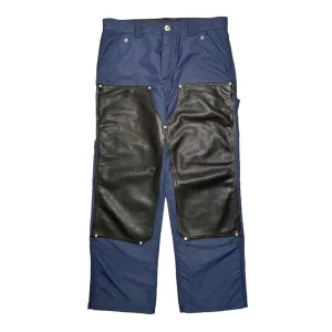 Chrome Hearts Leather Double Knee Nylon Carpenter Pants Navy Blue Yellow