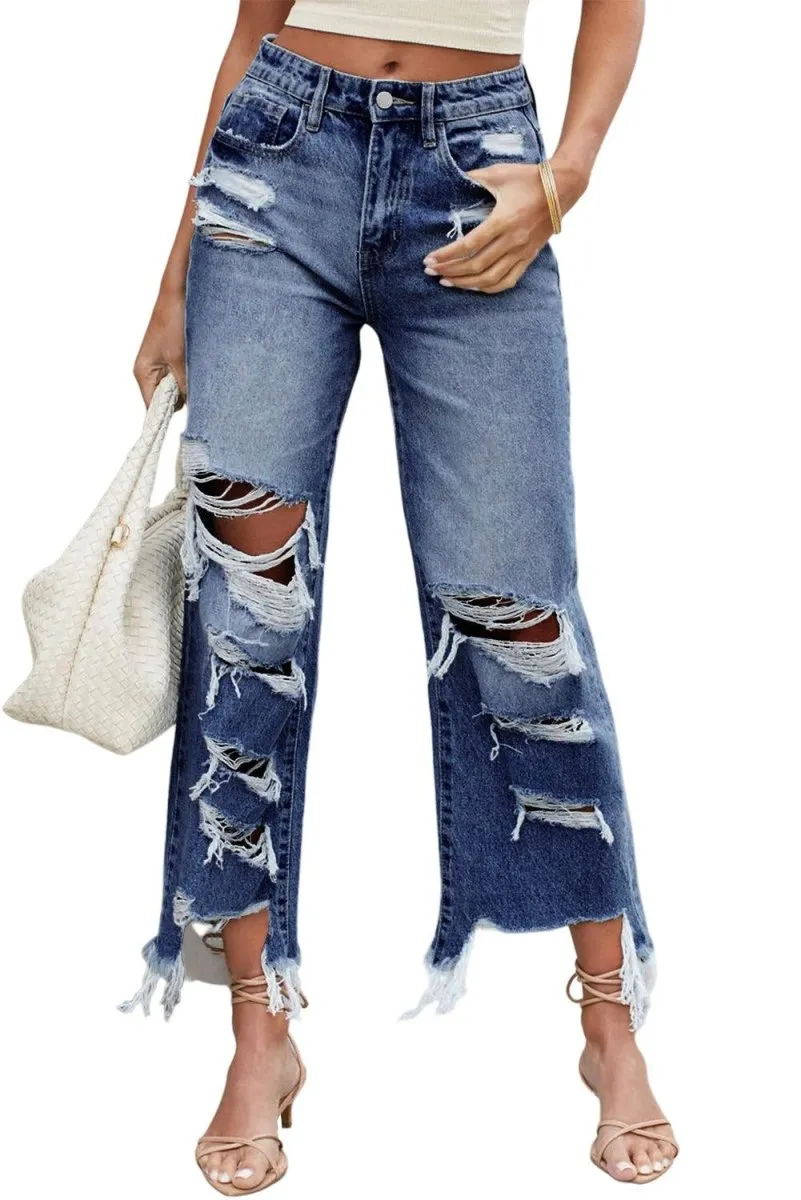Distressed Heavy Destroyed Denim Jeans