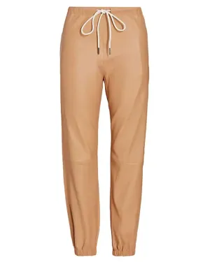 Dusty Pink Leather Sweatpants