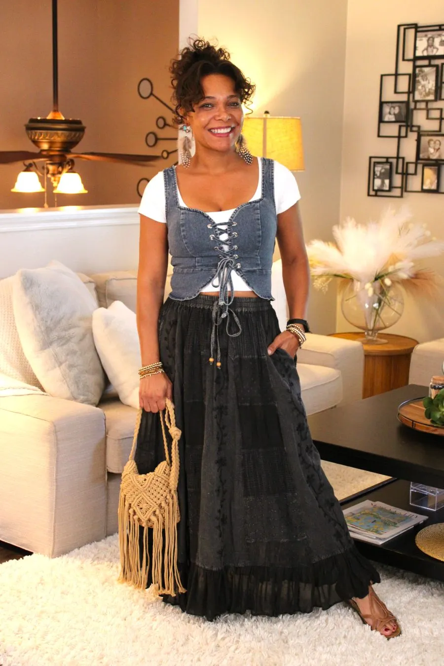 Embroidered Maxi Skirt