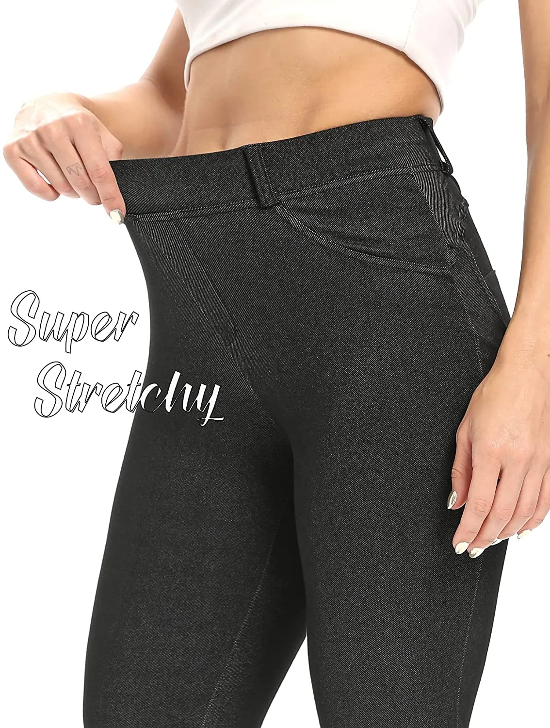 FITTOO Women's Sexy High Waist Denim Jean Leggings Pants Butt Lifting Stretch Jeggings Fit Jeans