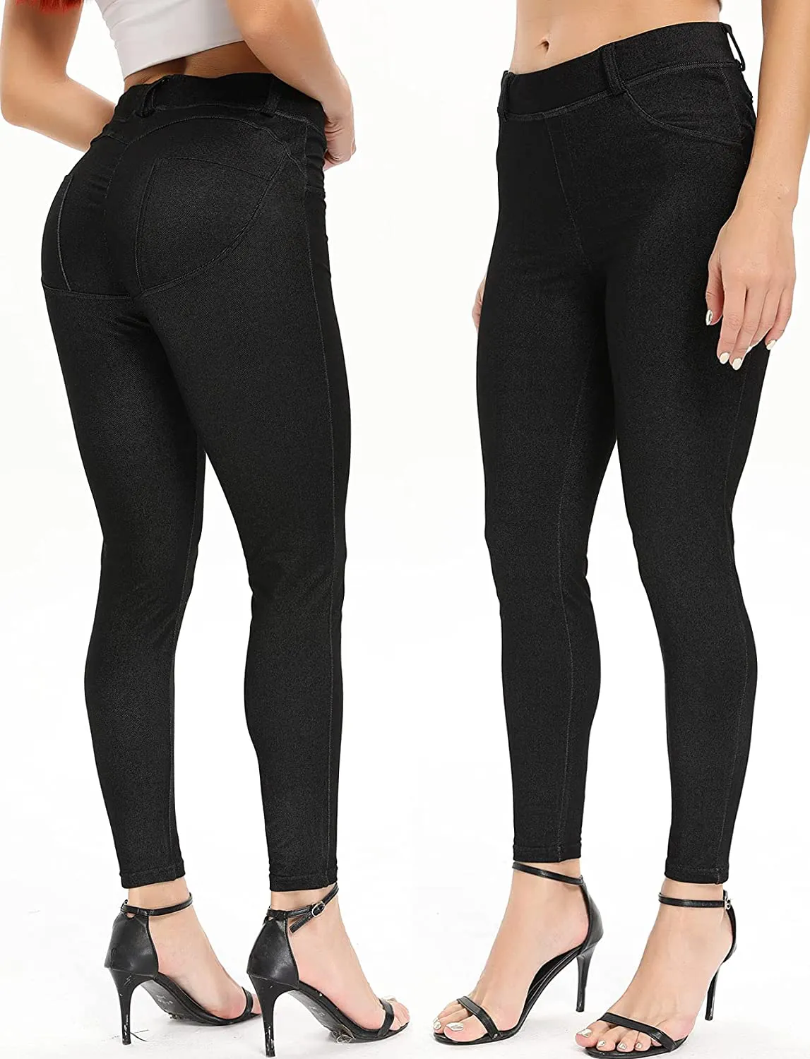 FITTOO Women's Sexy High Waist Denim Jean Leggings Pants Butt Lifting Stretch Jeggings Fit Jeans
