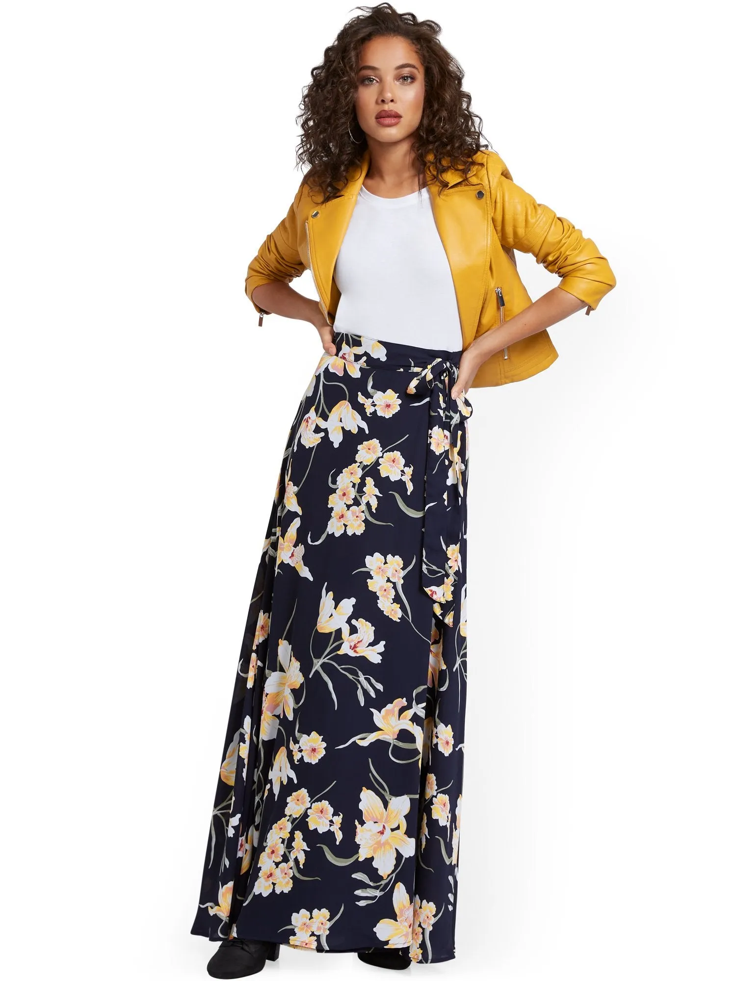 Floral Wrap Maxi Skirt