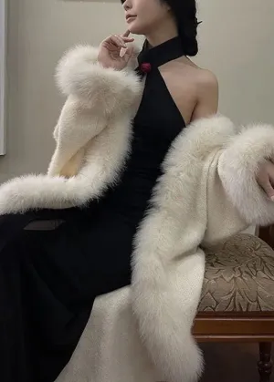 French Fur collar Faux Mink Velvet Cardigan