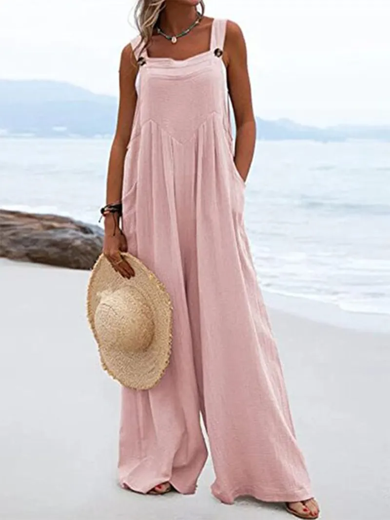 Funki Buys | Pants | Women's Elegant Wide Leg Bib Romper