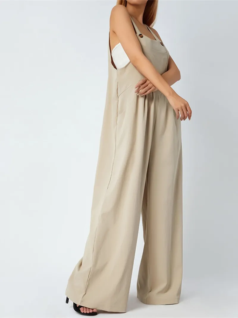 Funki Buys | Pants | Women's Elegant Wide Leg Bib Romper