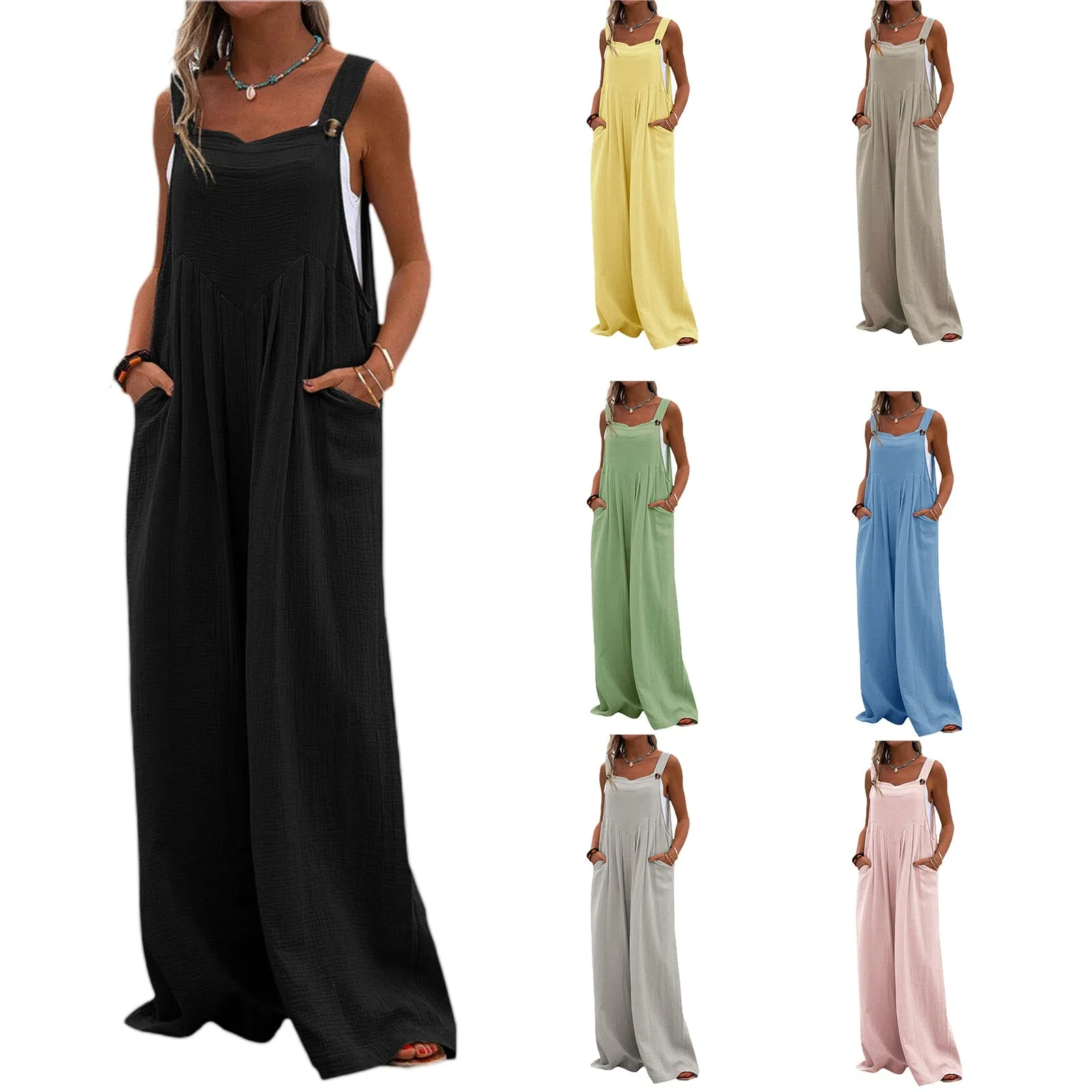 Funki Buys | Pants | Women's Elegant Wide Leg Bib Romper