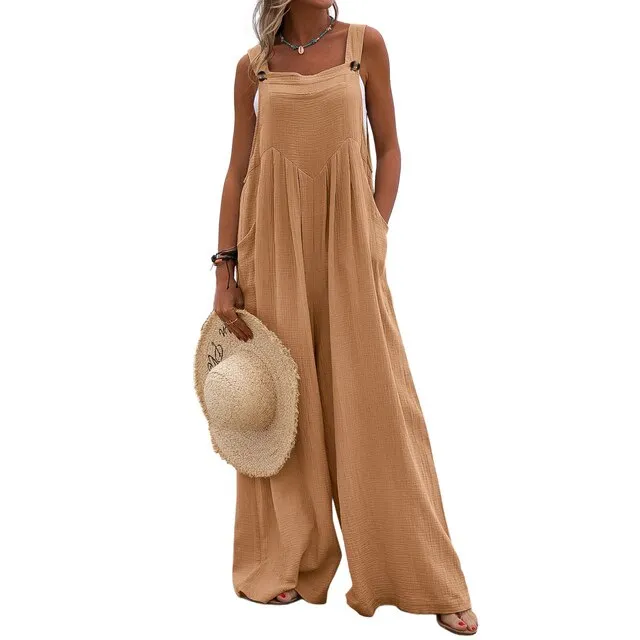 Funki Buys | Pants | Women's Elegant Wide Leg Bib Romper