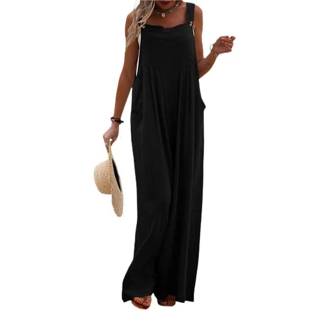 Funki Buys | Pants | Women's Elegant Wide Leg Bib Romper