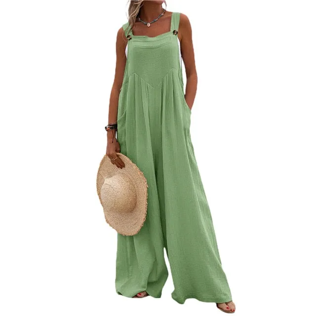 Funki Buys | Pants | Women's Elegant Wide Leg Bib Romper