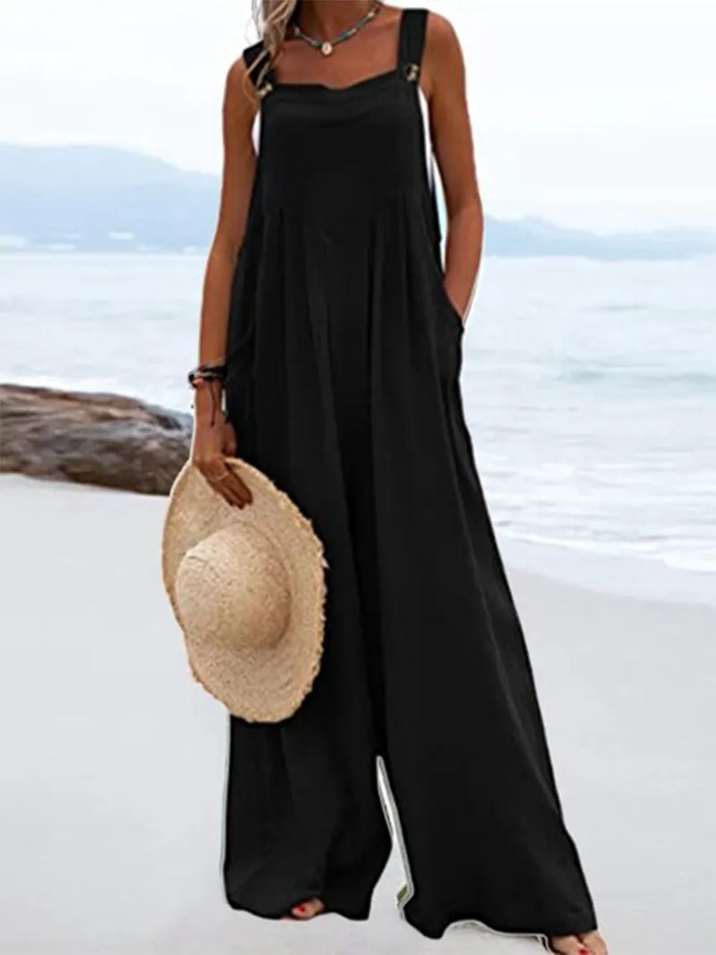 Funki Buys | Pants | Women's Elegant Wide Leg Bib Romper