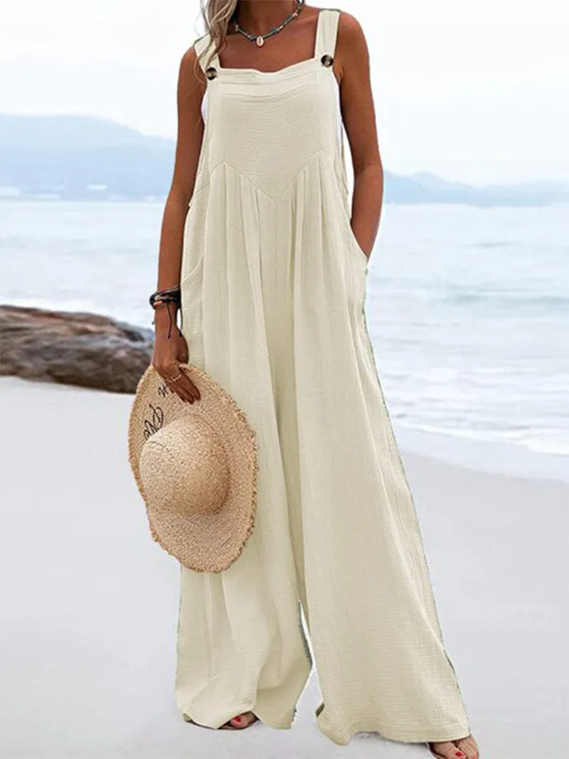 Funki Buys | Pants | Women's Elegant Wide Leg Bib Romper