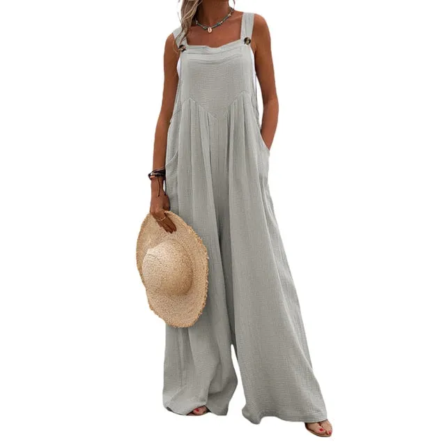 Funki Buys | Pants | Women's Elegant Wide Leg Bib Romper