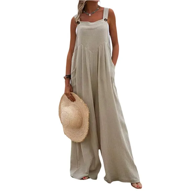 Funki Buys | Pants | Women's Elegant Wide Leg Bib Romper