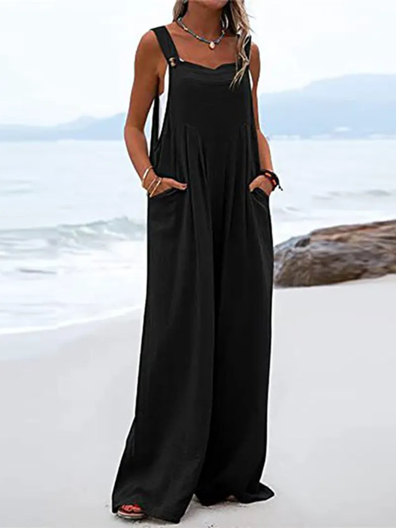 Funki Buys | Pants | Women's Elegant Wide Leg Bib Romper