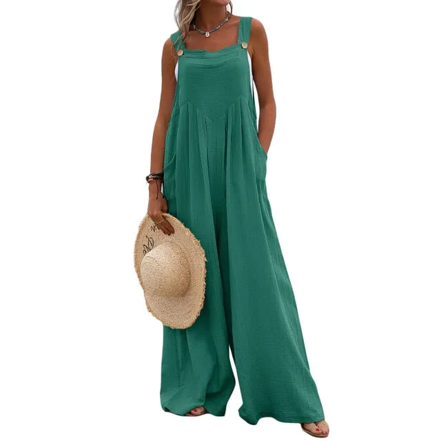 Funki Buys | Pants | Women's Elegant Wide Leg Bib Romper