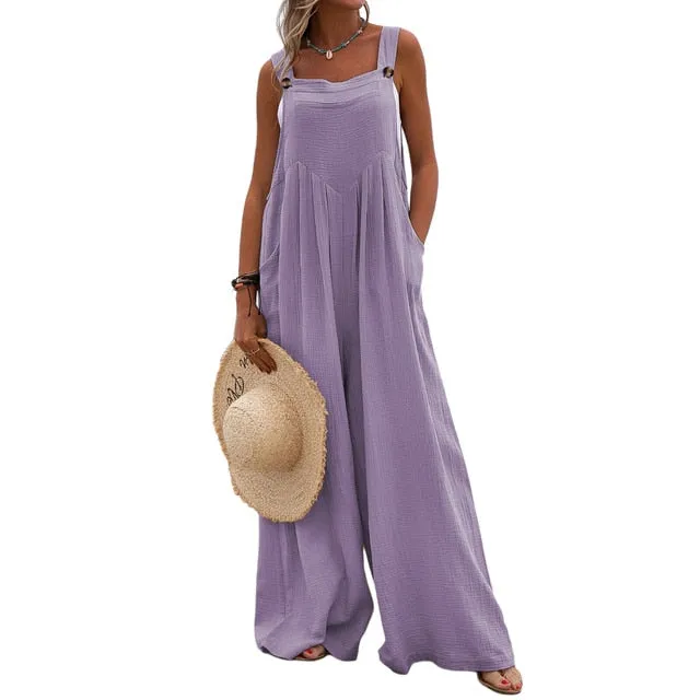 Funki Buys | Pants | Women's Elegant Wide Leg Bib Romper